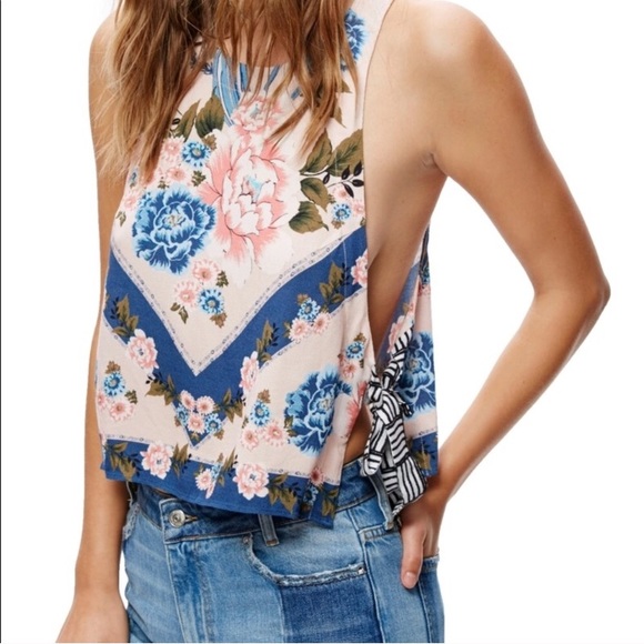 Free people sweet love side tie floral stripe tank - Picture 2 of 7